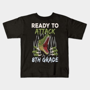 Dinosaur Kids Ready To Attack 8Th Grade Boys Back To School Kids T-Shirt